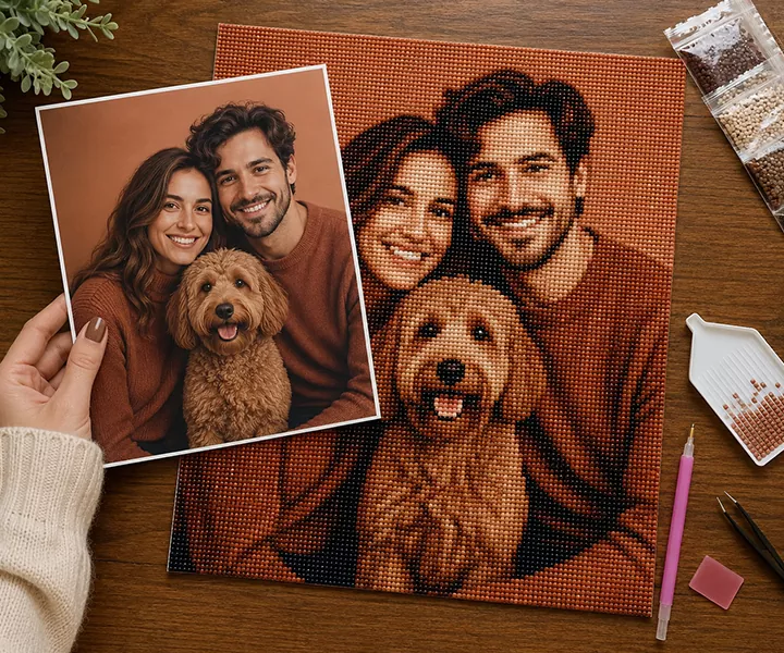 A photo turned into a finished custom diamond painting
