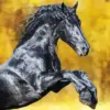 Black Friesian horse diamond painting kit — elegant black stallion portrait