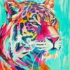 Colorful leopard diamond painting kit — vibrant leopard portrait with bold colors