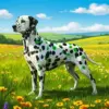 Dalmatian in field diamond painting kit — spotted Dalmatian in a peaceful meadow