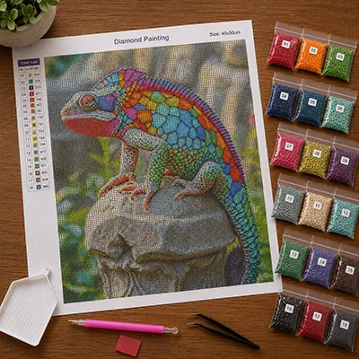 Diamond painting kit before starting
