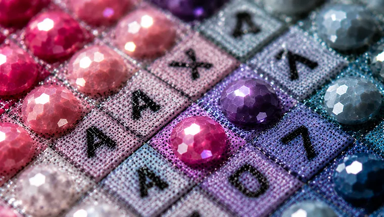 Macro close-up of a multi-faceted 5D diamond painting drill catching light