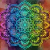 Neon colorful mandala diamond painting kit — vibrant neon mandala design