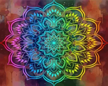 Neon colorful mandala diamond painting kit — vibrant neon mandala design