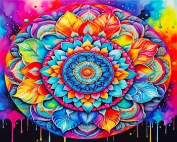 Rainbow mandala diamond painting kit — vibrant multicolor mandala design