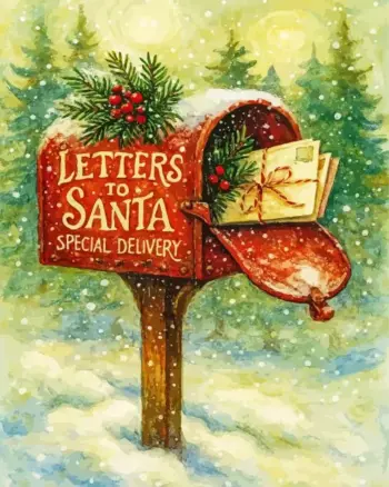 Special Delivery Letters to Santa mailbox with festive holiday letters diamond painting kit