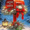 Letters to Santa red mailbox with holiday greenery and bow diamond painting kit