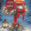 Letters to Santa red mailbox with holiday greenery and bow diamond painting kit