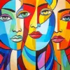Abstract faces diamond painting kit — modern artistic faces with expressive shapes