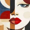 Abstract geometric woman diamond painting kit — modern female portrait with geometric shapes