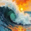 Abstract wave seascape diamond painting kit — colorful flowing ocean waves