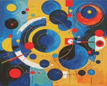 Abstract circles diamond painting kit — modern artwork with colorful circular shapes