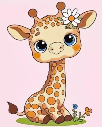 Baby giraffe diamond painting kit — adorable young giraffe artwork