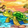 Baby turtle diamond painting kit — adorable young sea turtle artwork