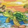 Baby turtle diamond painting kit — adorable young sea turtle artwork