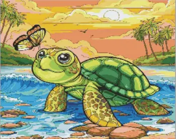 Baby turtle diamond painting kit — adorable young sea turtle artwork