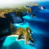 Bali coast Seascape diamond painting kit — dramatic green cliffs surrounded by turquoise ocean water