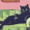Black cat martini diamond painting kit — quirky black cat with cocktail-inspired details