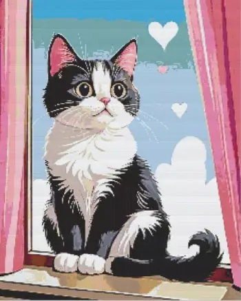 Black and white kitten diamond painting kit — adorable young cat artwork