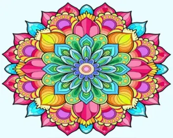 Blooming mandala diamond painting kit — detailed floral mandala with blooming petals