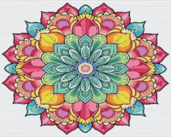 Blooming mandala diamond painting kit — detailed floral mandala with blooming petals