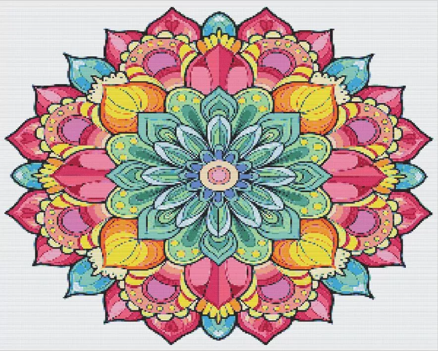 Blooming Mandala Diamond Paints Blooming mandala diamond painting kit — detailed floral mandala with blooming petals