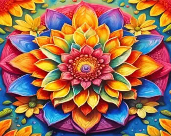 Blooming mandala flower diamond painting kit — intricate floral design with layered petals