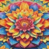 Blooming mandala flower diamond painting kit — intricate floral design with layered petals