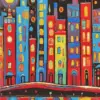 Colorful city diamond painting kit — vibrant urban cityscape filled with bright colors
