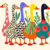 Colorful ducks diamond painting kit — vibrant duck artwork with colorful feathers