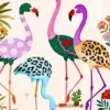 Colorful flamingos diamond painting kit — vibrant tropical flamingo artwork