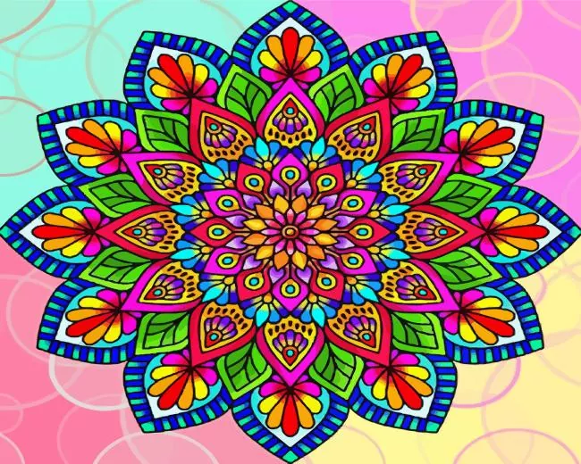 Colorful Flower Mandala Diamond Painting Colorful flower mandala diamond painting kit — vibrant floral mandala with detailed petals