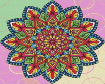 Colorful flower mandala diamond painting kit — vibrant floral mandala with detailed petals