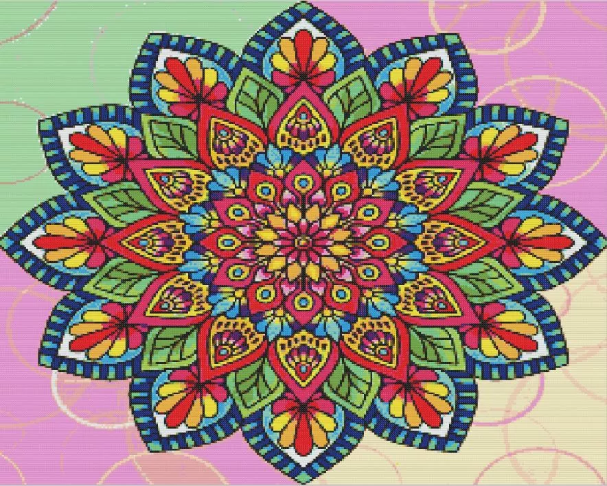 Colorful Flower Mandala Diamond Paints Colorful flower mandala diamond painting kit — vibrant floral mandala with detailed petals