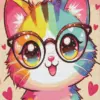 Colorful kitty diamond painting kit — vibrant cat artwork in bold colors