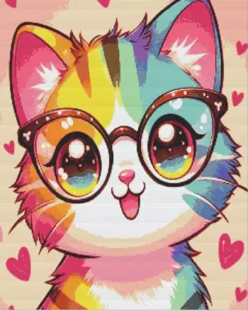 Colorful kitty diamond painting kit — vibrant cat artwork in bold colors