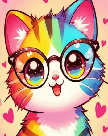 Colorful kitty diamond painting kit — vibrant cat artwork in bold colors
