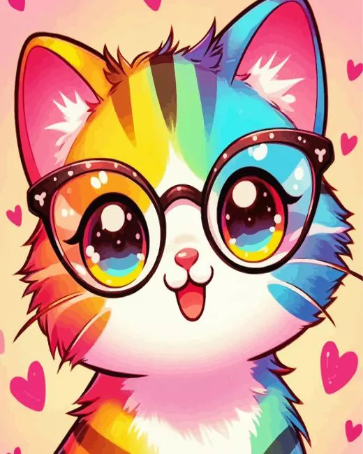 Colorful Kitty Diamond Paints Colorful kitty diamond painting kit — vibrant cat artwork in bold colors