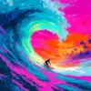 Colorful Surfer Seascape Diamond Painting Kit | Art Diamond Paintings