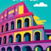 Colosseum Rome poster diamond painting kit — vintage Rome travel poster featuring the Colosseum