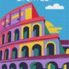 Colosseum Rome poster diamond painting kit — vintage Rome travel poster featuring the Colosseum