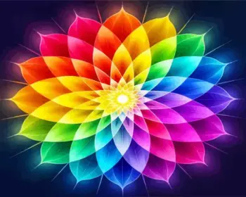 Cosmic rainbow mandala diamond painting kit — vibrant celestial mandala with rainbow colors
