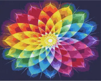 Cosmic rainbow mandala diamond painting kit — vibrant celestial mandala with rainbow colors