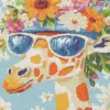 Floral giraffe diamond painting kit — giraffe decorated with colorful flowers