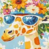 Floral giraffe diamond painting kit — giraffe decorated with colorful flowers