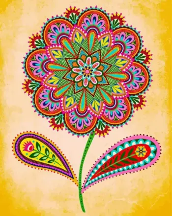 Folk mandala flower diamond painting kit — decorative floral design with folk-inspired patterns