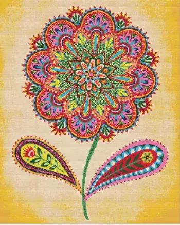 Folk mandala flower diamond painting kit — decorative floral design with folk-inspired patterns