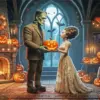 Frankenstein and his bride Halloween diamond painting
