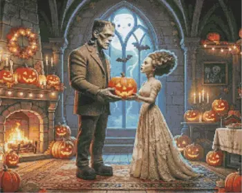 Frankenstein and his bride Halloween diamond painting