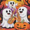 Ghost party Halloween diamond painting with three ghosts playing music